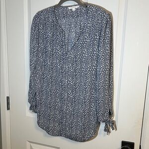 Fun 2 Fun Gray-blue and White Cheetah Print Blouse